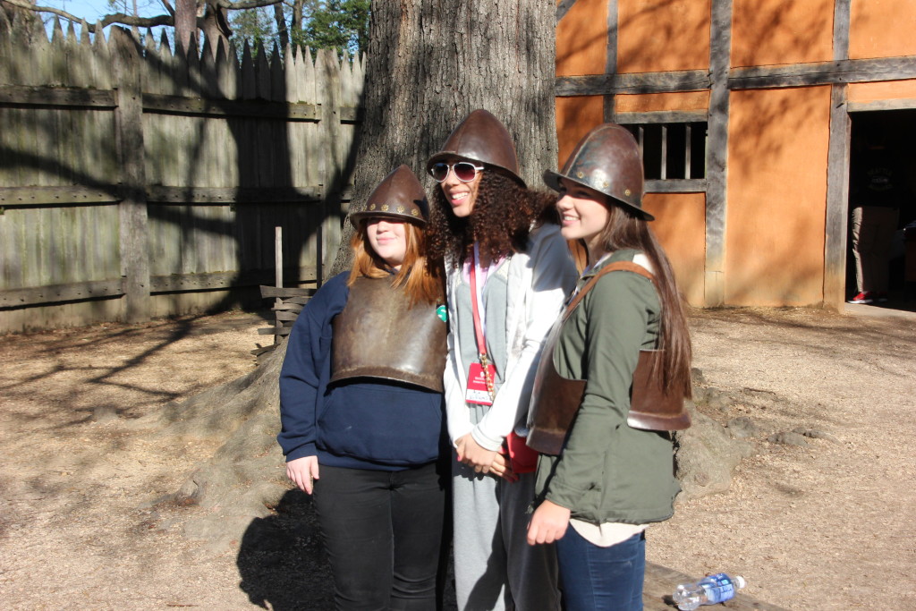 Emma and friends in Jamestown armor